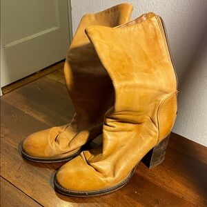 Free People Tan Leather Heeled Boots